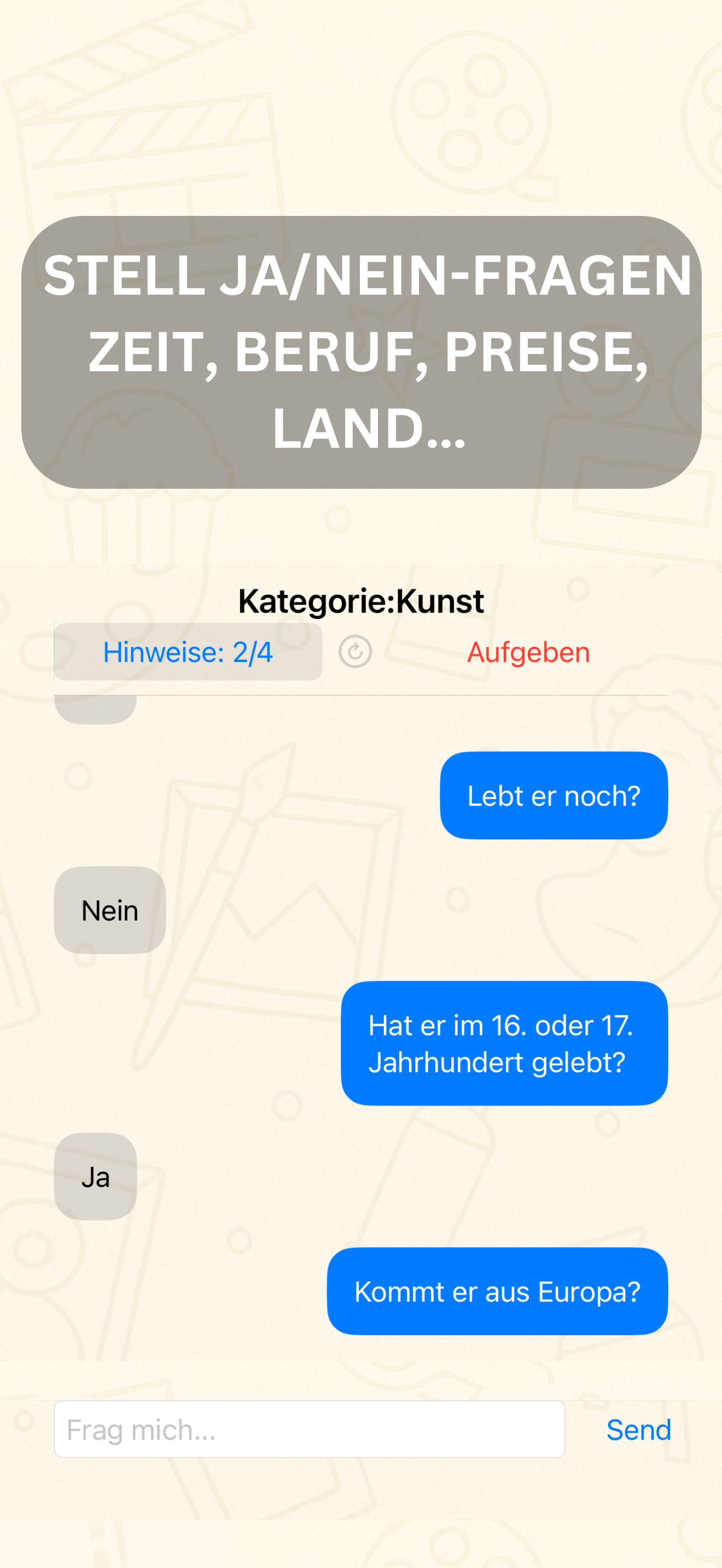 Chat-Gameplay: Fragen